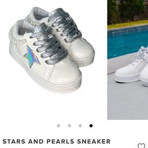 Lola + The Boys White and Silver Star Sneakers